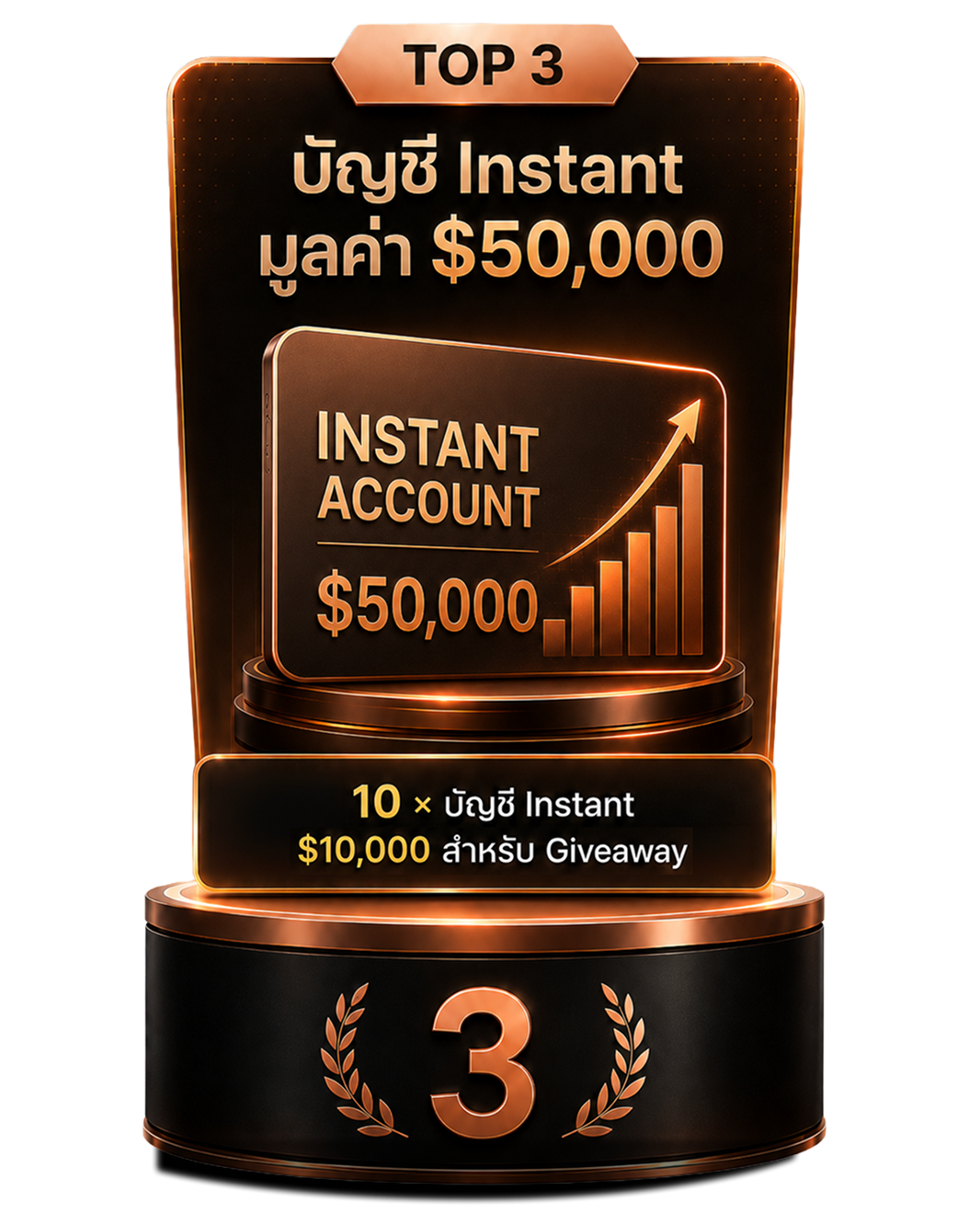 อันดับ 3 — บัญชี Instant มูลค่า $50,000 พร้อม 10 × บัญชี Instant $10,000 Giveaway